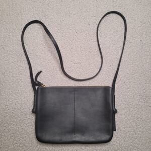 Madewell Crossbody Bag Black Leather Knotted Zip Purse Minimalist Shoulder MC301